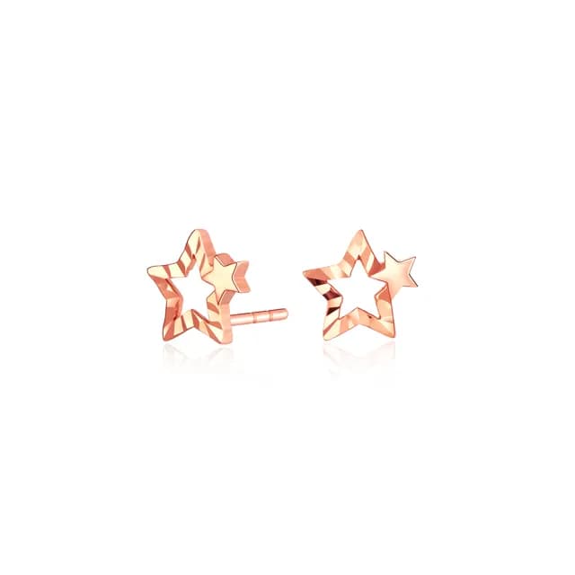 【Just Diamond】雙星共舞 18K玫瑰金耳環(網路限定)