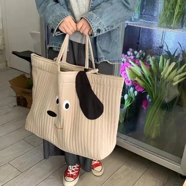【LEESA】情人節禮物 七夕 收納袋\購物袋\大容量\待產包\刺繡包包\棉被收納包\可愛百搭\托特包\多功能\育兒