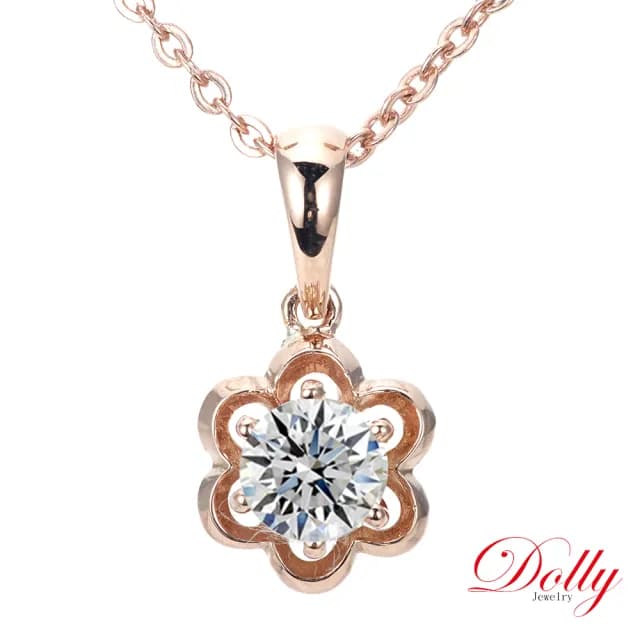 【DOLLY】0.50克拉 天然鑽石完美車工14K玫瑰金鎖骨鍊-019(母親節 長輩送禮 交換禮物首選)