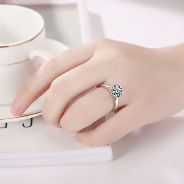 【台北奧斯珠寶】情人節禮物 莫桑石 莫桑鑽 1.5克拉四爪婚戒 女戒子 求婚 訂婚 戒指OSS15(女戒子 莫桑戒指