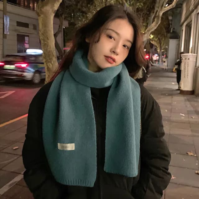 【KT DADA】針織圍巾 保暖圍巾 素色圍巾 毛線圍巾 韓國圍巾 短圍巾 超親膚 小圍巾 圍巾 圍