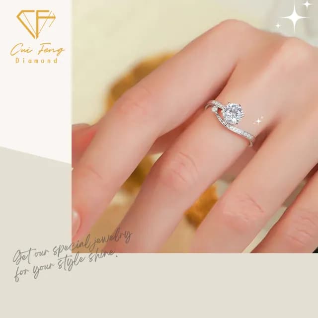 【CF鑽飾】戒指 莫桑鑽《星空軌跡》(1克拉 七夕 情人節女戒 鑽戒 禮物送禮 生日)