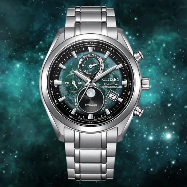 【CITIZEN 星辰】GENTS 光動能 月相 電波對時 鈦金屬 男錶 父親節 送禮 推薦(BY1010-81X)