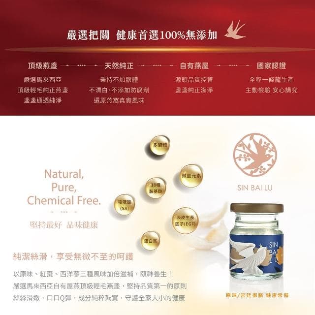 【新百祿燕窩】經典西洋蔘燕窩禮盒1盒(60克/瓶x6瓶/盒-固形物20克/瓶  雙重滋補強身好元氣！母親節禮盒)