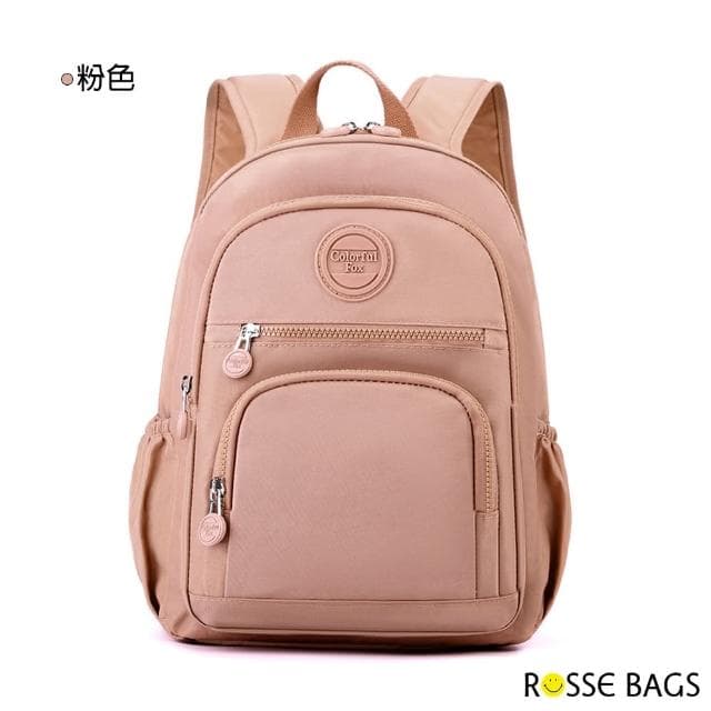 【Rosse Bags】母親節禮物 多隔層防潑水大容量雙肩包 後背包(粉色 / 灰色 / 藍灰色 / 綠色 / 黑色)