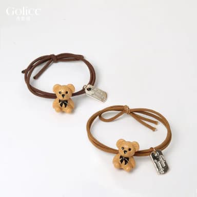 【Golicc】韓國ins網紅可愛小熊字母吊牌 髮繩 髮圈(母親節 生日 情人節 髮飾 頭飾 大腸圈 髮夾 禮物)