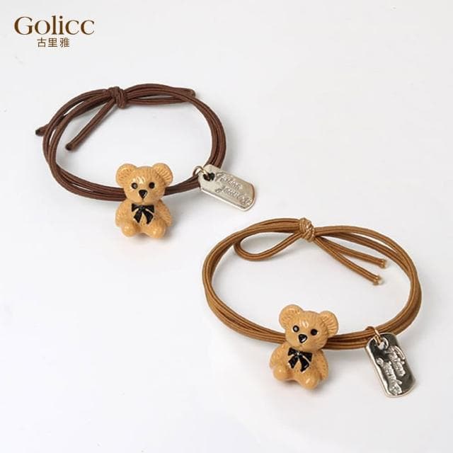 【Golicc】韓國ins網紅可愛小熊字母吊牌 髮繩 髮圈(母親節 生日 情人節 髮飾 頭飾 大腸圈 髮夾 禮物)