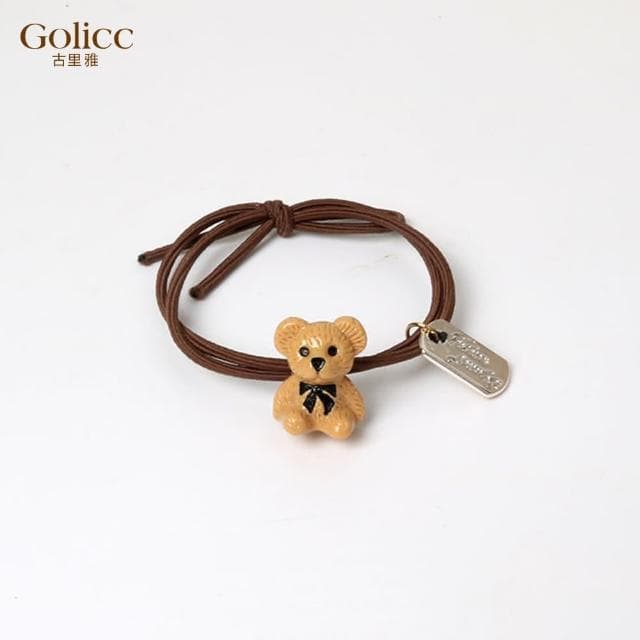 【Golicc】韓國ins網紅可愛小熊字母吊牌 髮繩 髮圈(母親節 生日 情人節 髮飾 頭飾 大腸圈 髮夾 禮物)