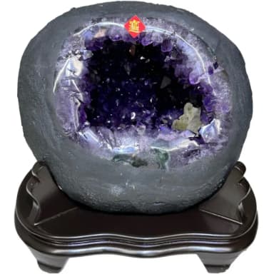 【恬芯晶品】S63精選烏拉圭紫晶洞3.75KG錢袋子(圓洞聚財招財貴人開運風水帝王紫水晶新居禮物補財庫聖誕節)
