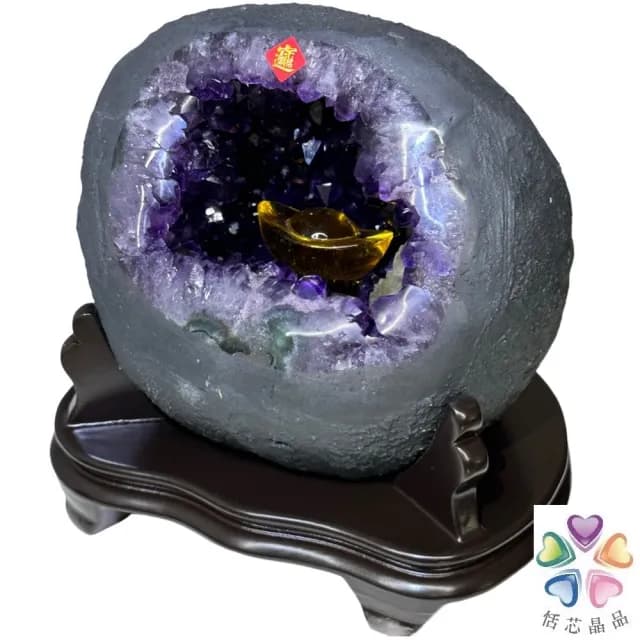 【恬芯晶品】S63精選烏拉圭紫晶洞3.75KG錢袋子(圓洞聚財招財貴人開運風水帝王紫水晶新居禮物補財庫聖誕節)