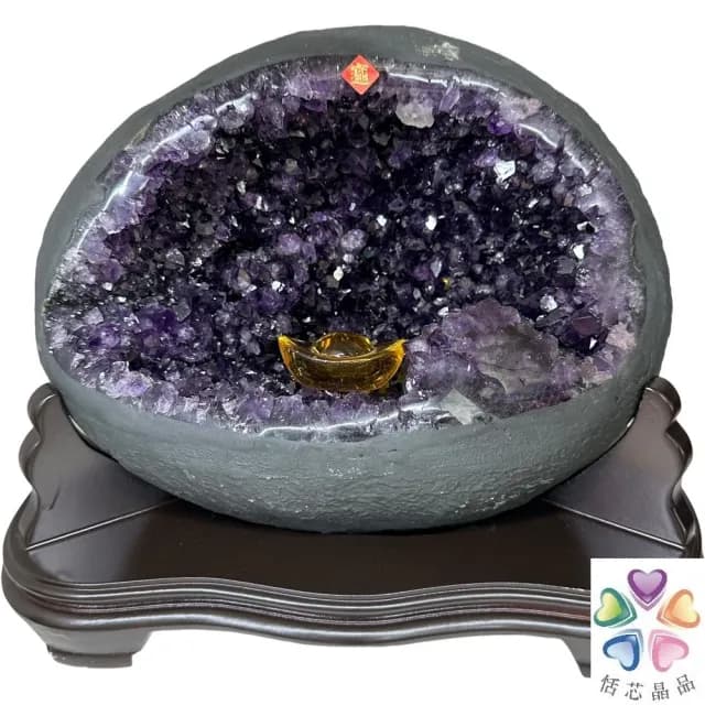 【恬芯晶品】S77精選烏拉圭紫晶洞7.75KG錢袋子(圓洞聚財招財貴人開運風水帝王紫水晶新居禮物補財庫聖誕節)