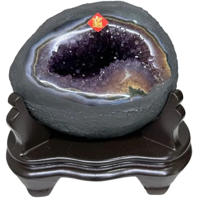 【恬芯晶品】S82精選烏拉圭紫晶洞1.25KG錢袋子(圓洞聚財招財貴人開運風水帝王紫水晶新居禮物補財庫聖誕節)
