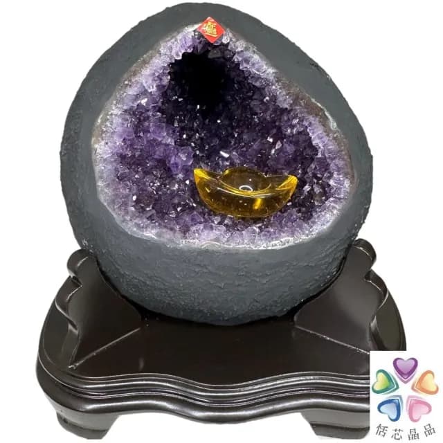 【恬芯晶品】S80精選烏拉圭紫晶洞3.65KG錢袋子(圓洞聚財招財貴人開運風水帝王紫水晶新居禮物補財庫聖誕節)