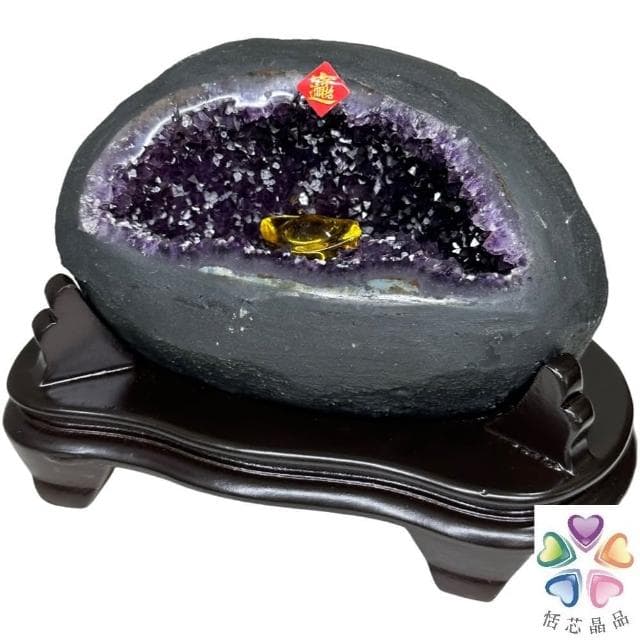 【恬芯晶品】S84精選烏拉圭紫晶洞1.45KG錢袋子(圓洞聚財招財貴人開運風水帝王紫水晶新居禮物補財庫聖誕節)