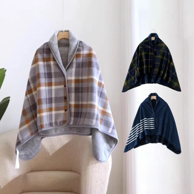 【Mass】法蘭絨保暖披肩毯 多功能圍巾斗篷 午睡蓋毯