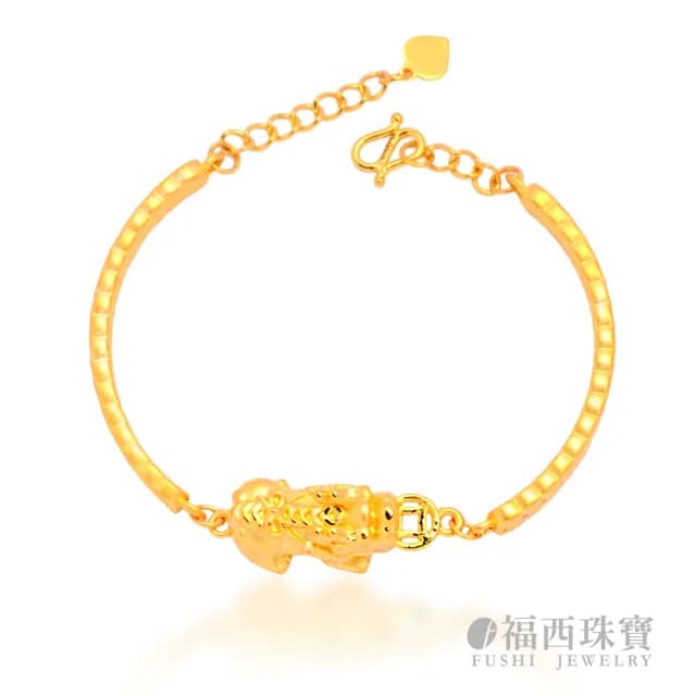 【福西珠寶】雙11黃金手鍊 一排古錢貔貅黃金手環(金重1.93錢正負0.03錢)