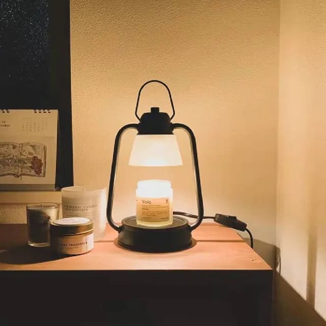 【gin gin】復古霧面玻璃 馬燈款 香氛蠟燭 融蠟燈 可定時 調光 贈蠟燭+燈泡X2(蠟燭燈 情人節 母親節 禮物)