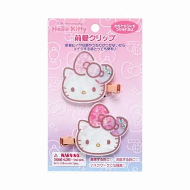 【小禮堂】母親節禮物 Sanrio 三麗鷗 Hello Kitty 壓克力造型髮夾2入組 - 50週年The Fashionable Ribbons( 