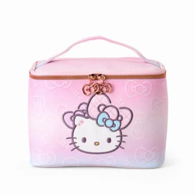 【小禮堂】母親節禮物 Sanrio 三麗鷗 Hello Kitty 皮質手提化妝箱 - 50週年The Fashionable Ribbons(平輸品