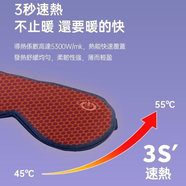 無線石墨烯熱敷眼罩1入 升級款餘電可視 真絲輕柔可蓄電調溫定時(溫控蒸氣舒壓助眠 母親節禮物)
