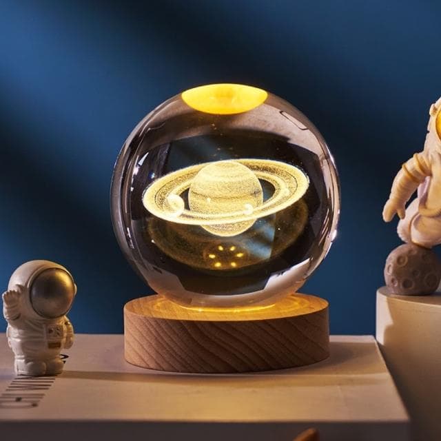 【A-ONE 匯旺】土星 宇宙 水晶球 小夜燈 床頭 臺燈 臥室睡眠燈 禮品畢業小禮物 檯燈 暖光床頭燈