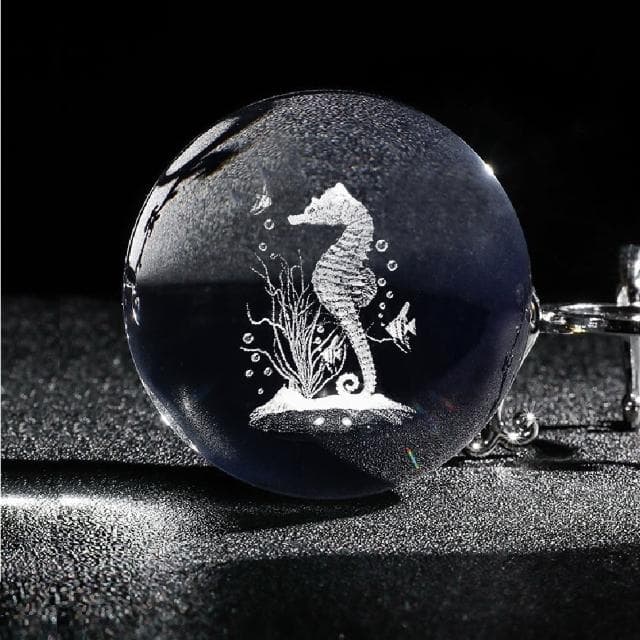 【A-ONE 匯旺】大海馬 3D雕刻水晶球 發光水晶球 小夜燈 LED木底座 臥室燈 生日禮物 聖誕節