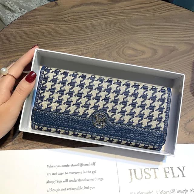 【LEEHER】雙11  長夾女/牛皮夾/精品錢包/招財錢包/帆布長夾/長款錢包/千鳥紋包包/皮