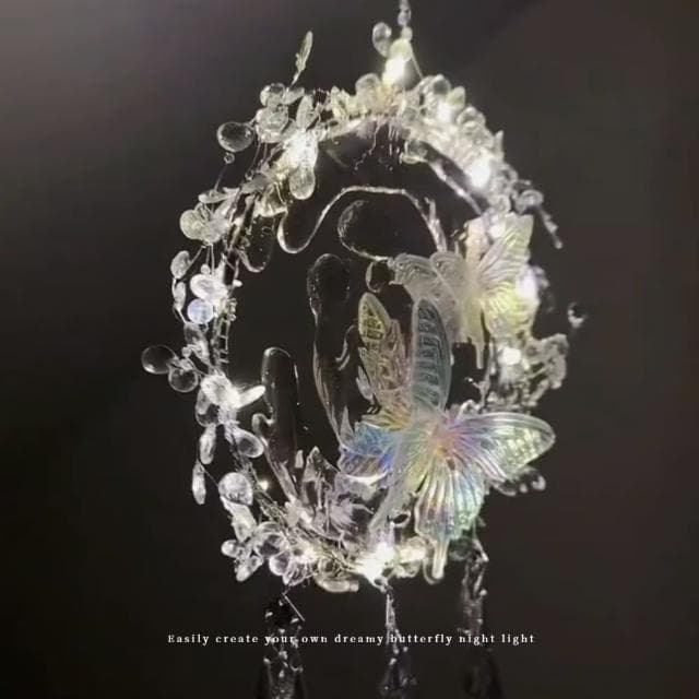 【水流舞蝶】DIY夢幻蝴蝶小夜燈材料包(床頭燈 手做 情人節 居家擺飾 禮物 掛件 掛飾 擺件 擺設 裝飾燈)