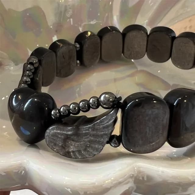 【Penny珮妮】貓眼銀曜石愛心翅膀手鍊手排(情人節禮物 交換禮物 母親節禮物 生日禮物 送女友 尾牙)