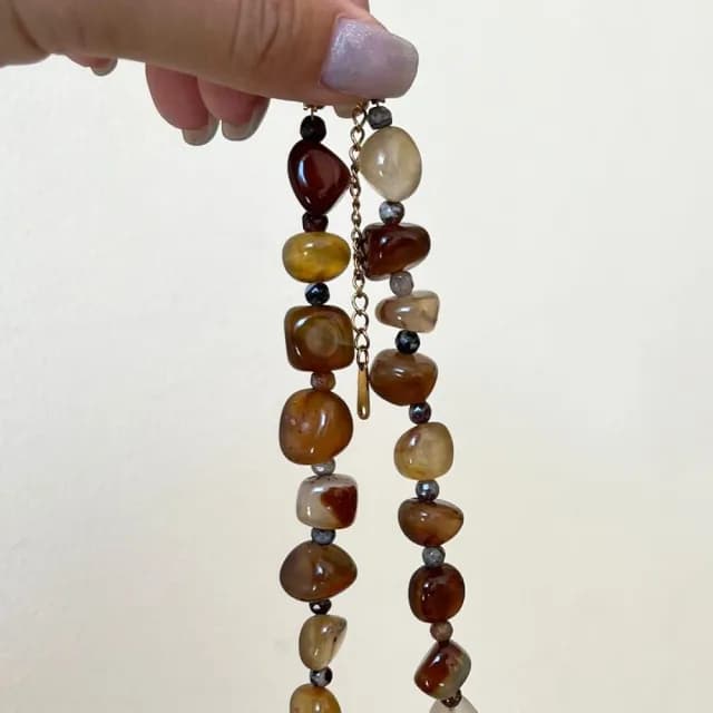 【MoonDy】鈦鋼項鍊 項鍊女 復古風 天然石 串珠 新中式 配件 個性項鍊 飾品 生日禮物 鎖骨鏈 鹽