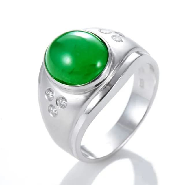 【DOLLY】14K金 緬甸高冰種翡翠鑽石男戒(父親節 長輩送禮首選)