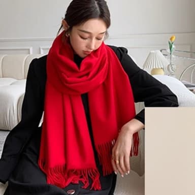 【Emi 艾迷】新年大紅限定色 紅色系暖暖 圍巾 開運 大紅大紫(新年 開運 紅運 紅色)