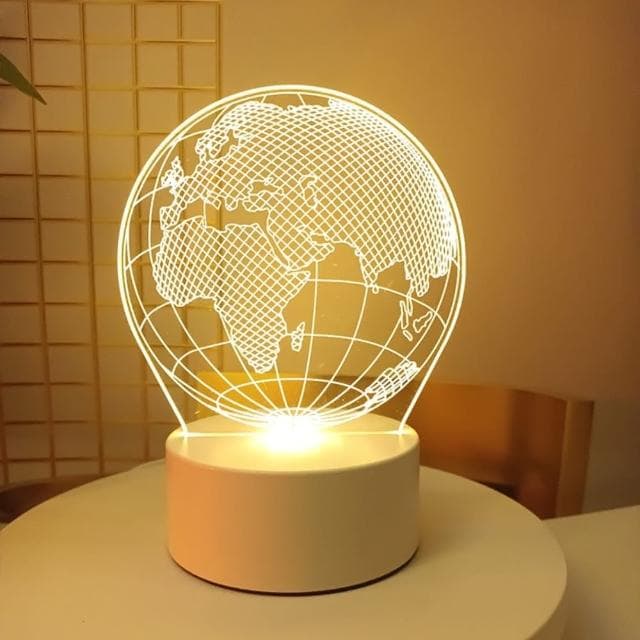 【A-ONE 匯旺】3D雕刻壓克力夜燈 地球 小夜燈 LED底座 臥室燈 生日禮物 聖誕節
