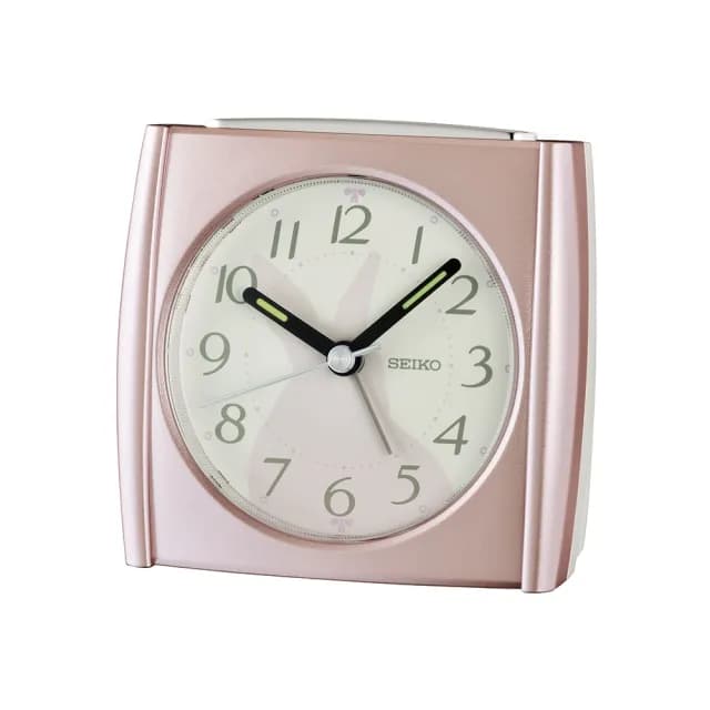 【SEIKO 精工】可愛動物小兔 靜音滑動式秒針嗶嗶鬧鐘 畢業 禮物 送禮(QHE209P)