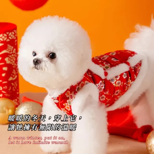 【寵愛】寵物喜慶保暖衣物(新年 過年 節日 燙金馬甲 唐裝 時尚 貓貓 狗狗 禮物 秋冬 派對 活動 寵物用品)
