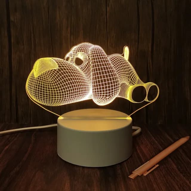 【A-ONE 匯旺】立體小夜燈 大頭狗 夜燈 床頭燈 壓克力 卡通 3D小夜燈 USB小檯燈 母親節禮物 迷你小夜燈