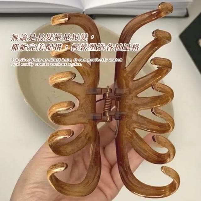 【質感盤髮】韓系原木色抓夾2入(鯊魚夾 大髮量抓夾 造型 馬尾夾 公主頭 頭飾 髮飾 兒童 禮物)
