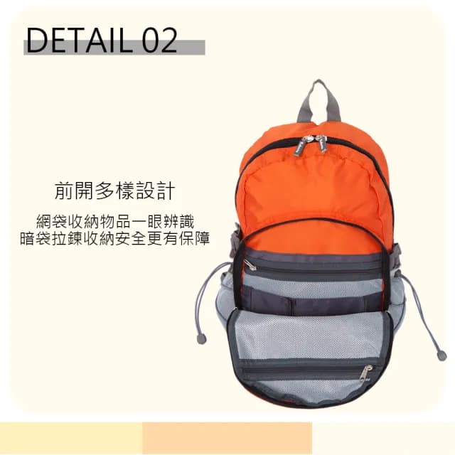 【Roberta Juden】情人節禮物 小背包 安心背開拉鍊 輕量防潑水(防水包 R702-亮橘色)
