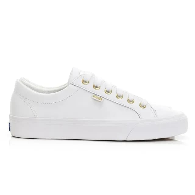 【Keds】JUMP KICK 奢華風皮革綁帶休閒小白鞋-白(9203W123119)