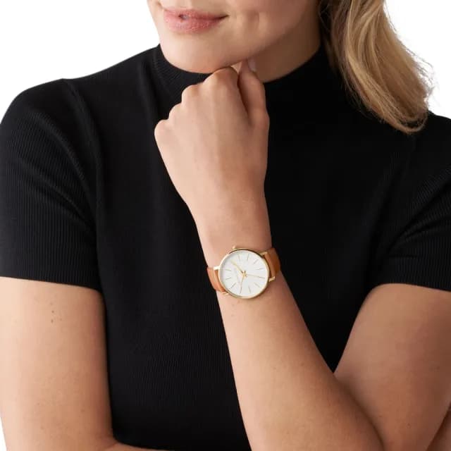 【Michael Kors 官方直營】Pyper系列 時刻閃耀女錶 皮革錶帶指針手錶 38MM(多色可選)