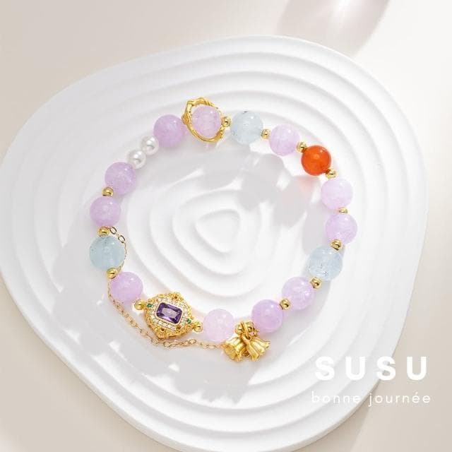 【SU SU】煙雨水晶手鍊(薰衣草紫水晶 紅瑪瑙 海藍寶 事業運 招財 轉運 能量 防小人 送禮 推薦)