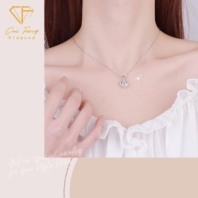 【CF鑽飾】項鍊 莫桑鑽《永恆真心》(1克拉 母親節 鑽石 項鏈  生日禮物 送禮 告白)