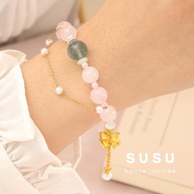 【SU SU】童話水晶手鍊(綠螢石 粉水晶 粉碧璽 事業運 招財 轉運 能量 防小人 送禮 推薦)