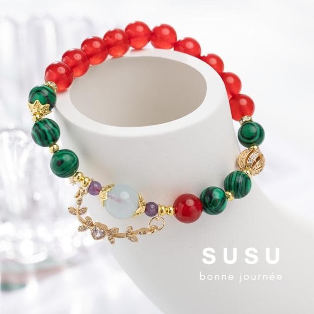 【SU SU】皇后水晶手鍊(紫水晶 紅玉髓 海藍寶 孔雀石 事業運 招財 轉運 能量 防小人 送禮 推薦)