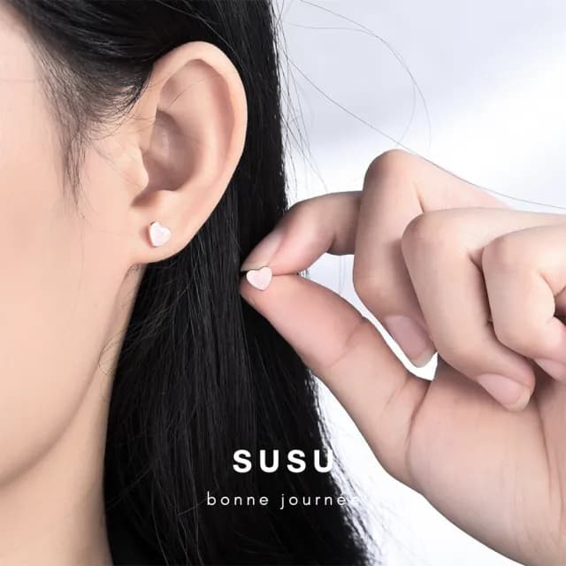 【SU SU】心心滴釉養耳棒(925純銀 防過敏 飾品 耳環 項鍊 手鍊 穿搭 百搭 時尚)