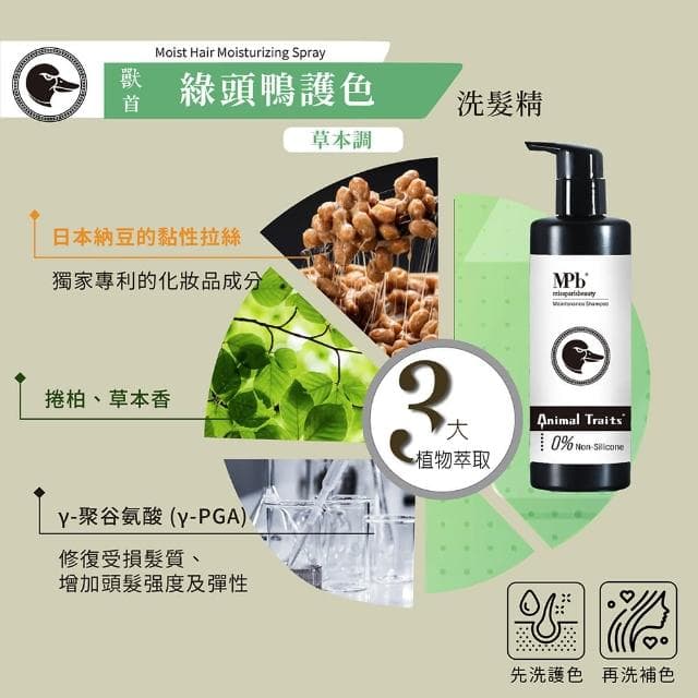 【MPB 巴黎小姐】獸首綠頭鴨護色洗髮精300ml(矯色乳 固色 漂髮 沙龍 補色露 染後護髮 母親節禮物)