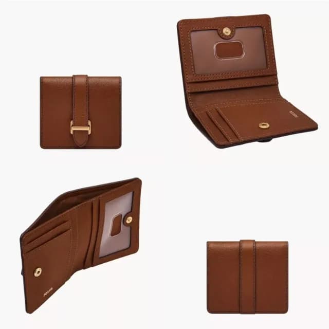 【FOSSIL】Fossil Emery Small Snap Bifold真皮金釦短夾(短夾 零錢包 鈔票層)