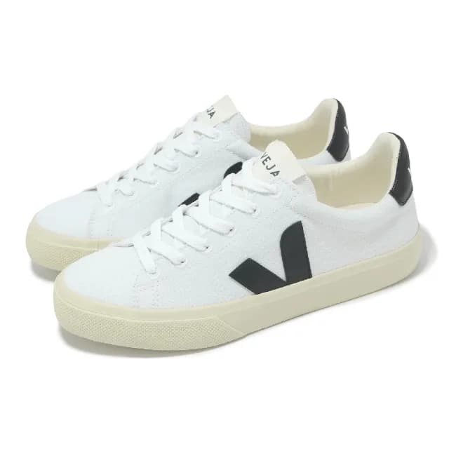 【VEJA】休閒鞋 Campo Ca Leather 女鞋 白 黑 奶油底 經典 小白鞋(CA0120535A)