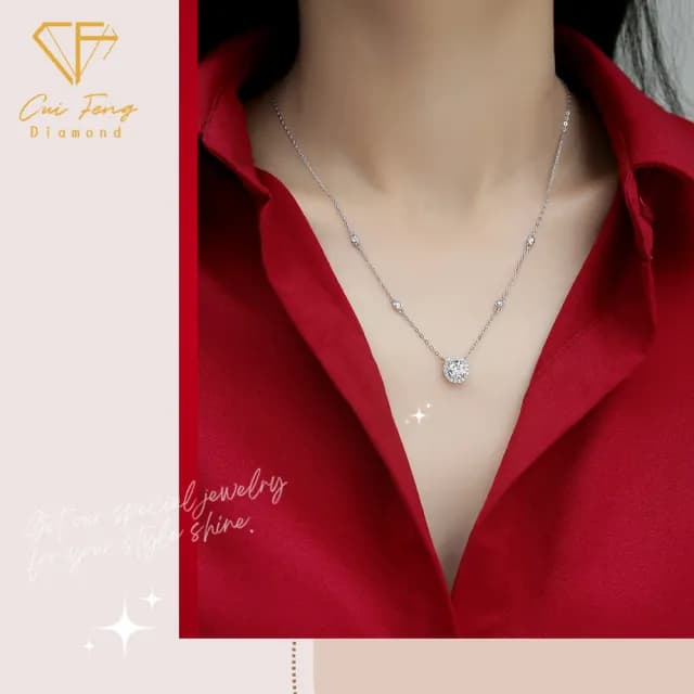 【CF鑽飾】項鍊 莫桑鑽《點點星光》(1克拉 雙11限定 鑽石 項鏈  聖誕 交換禮物 求婚 生日)