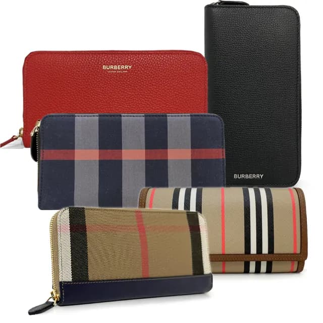 【BURBERRY 巴寶莉】經典格紋/素面信封拉鍊錢包長夾(款式任選)